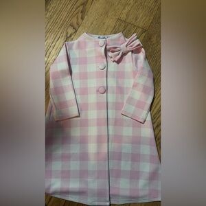 Pink and White Checkered Light Jacket with Bow